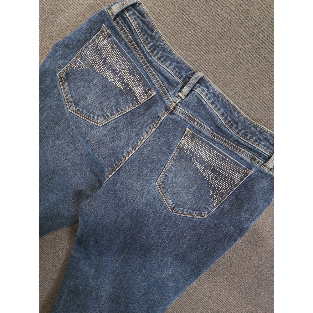 Apt. 9 Bootcut Jeans Womens 12‎ Blue Rhinestone Pocket Modern Fit Denim